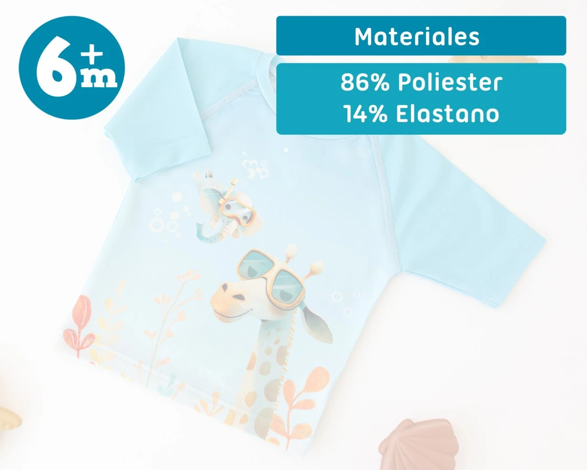 Camiseta de Baño con Proteccion Solar UPF50+ Azul 12 meses Kiokids